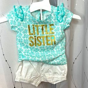 NWOT “little sis” floral print matching set / flutter sleeves / shirt & shorts